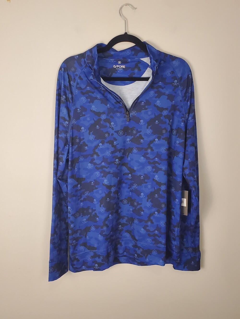 G/FORE Blue Camo Skull Half-Zip Pullover Size Large NWT